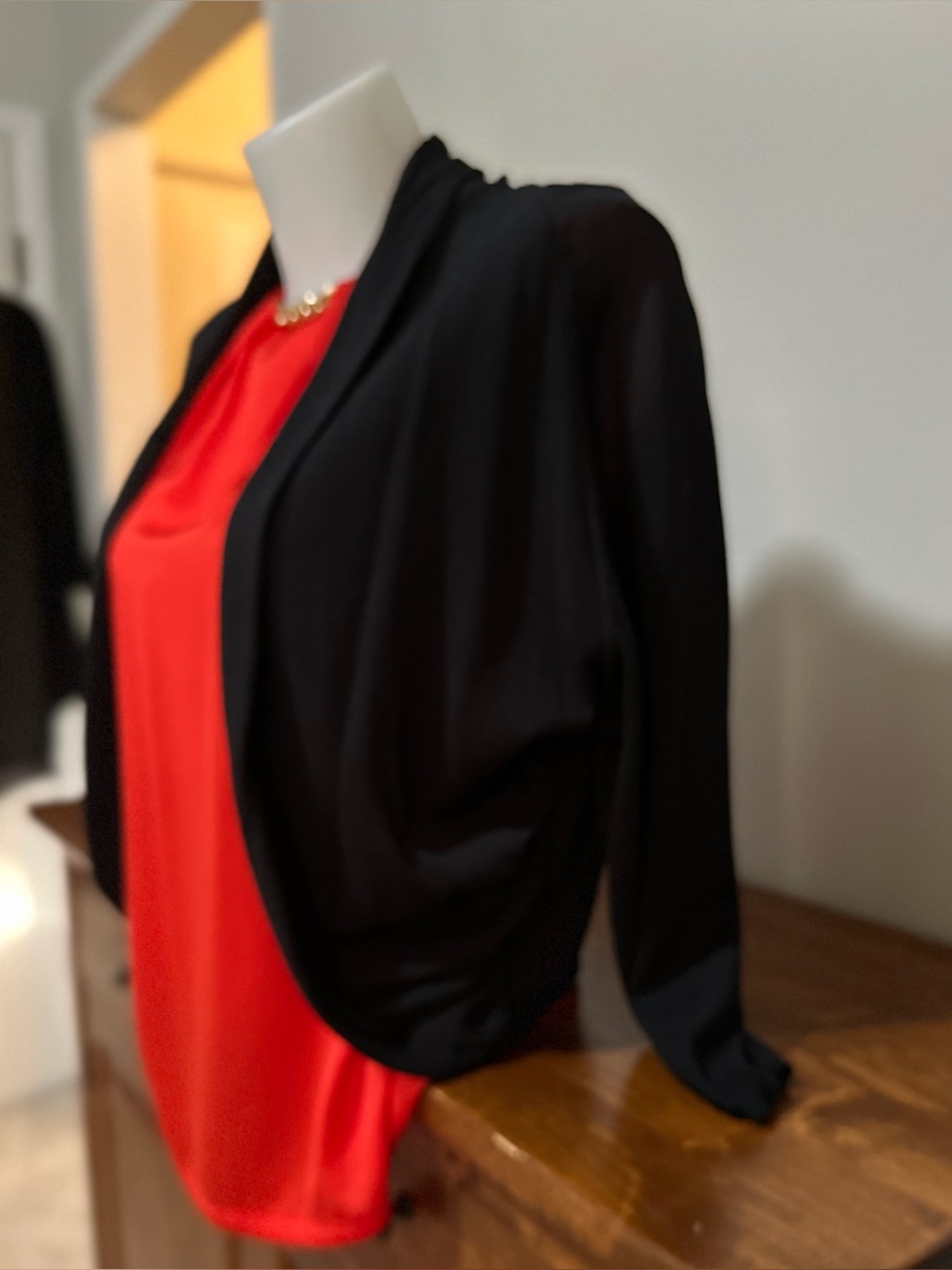 Bianca Nygrd Black Draped Shrug Cardigan Size L